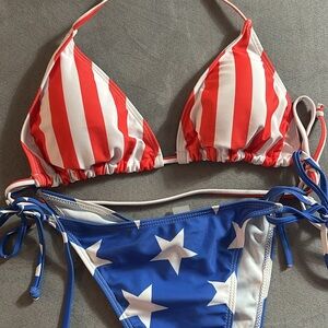 SHEIN Red, White, and Blue Star Bikini